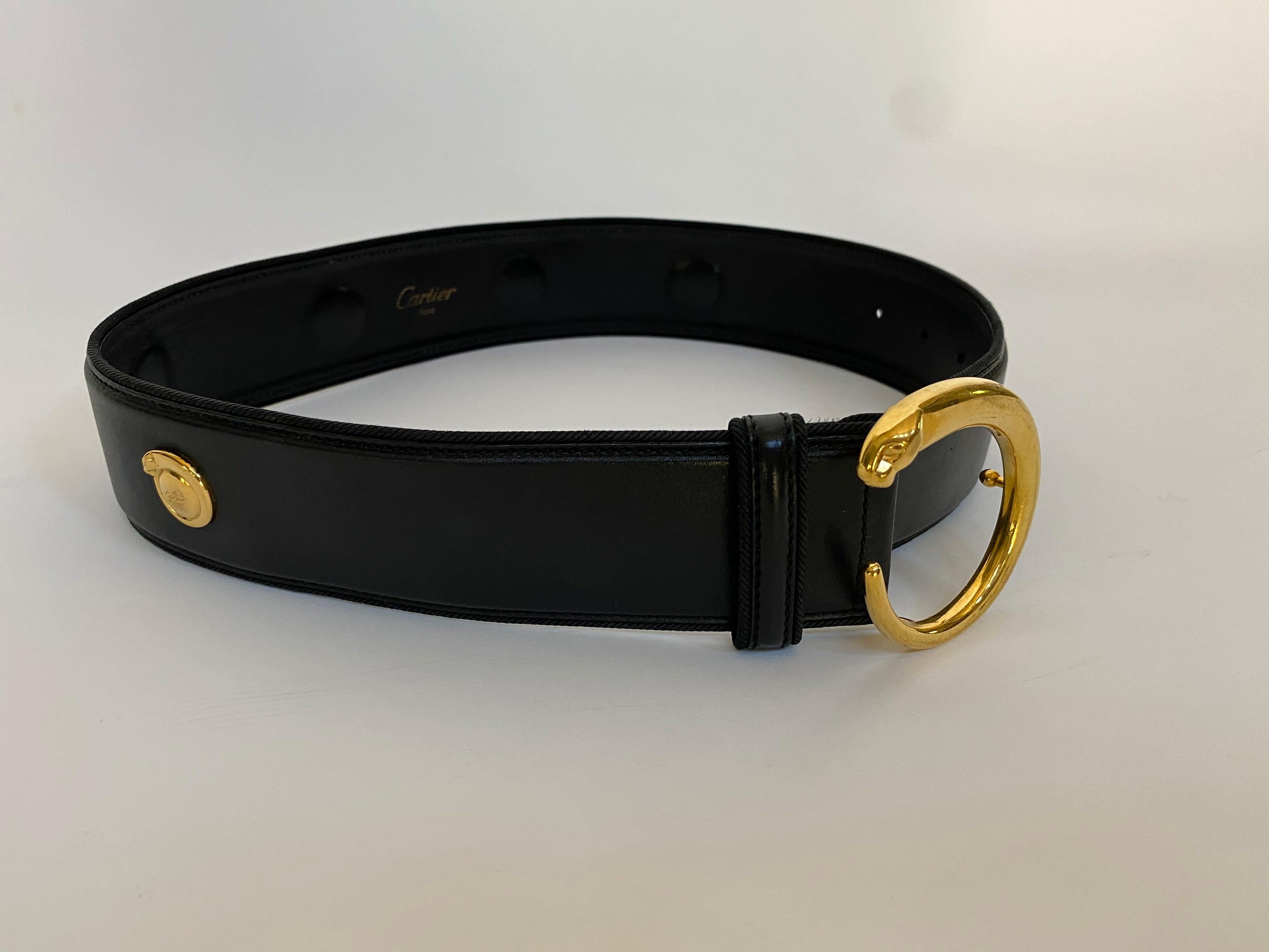 Cartier Gold Buckle Belt with 5 Small 