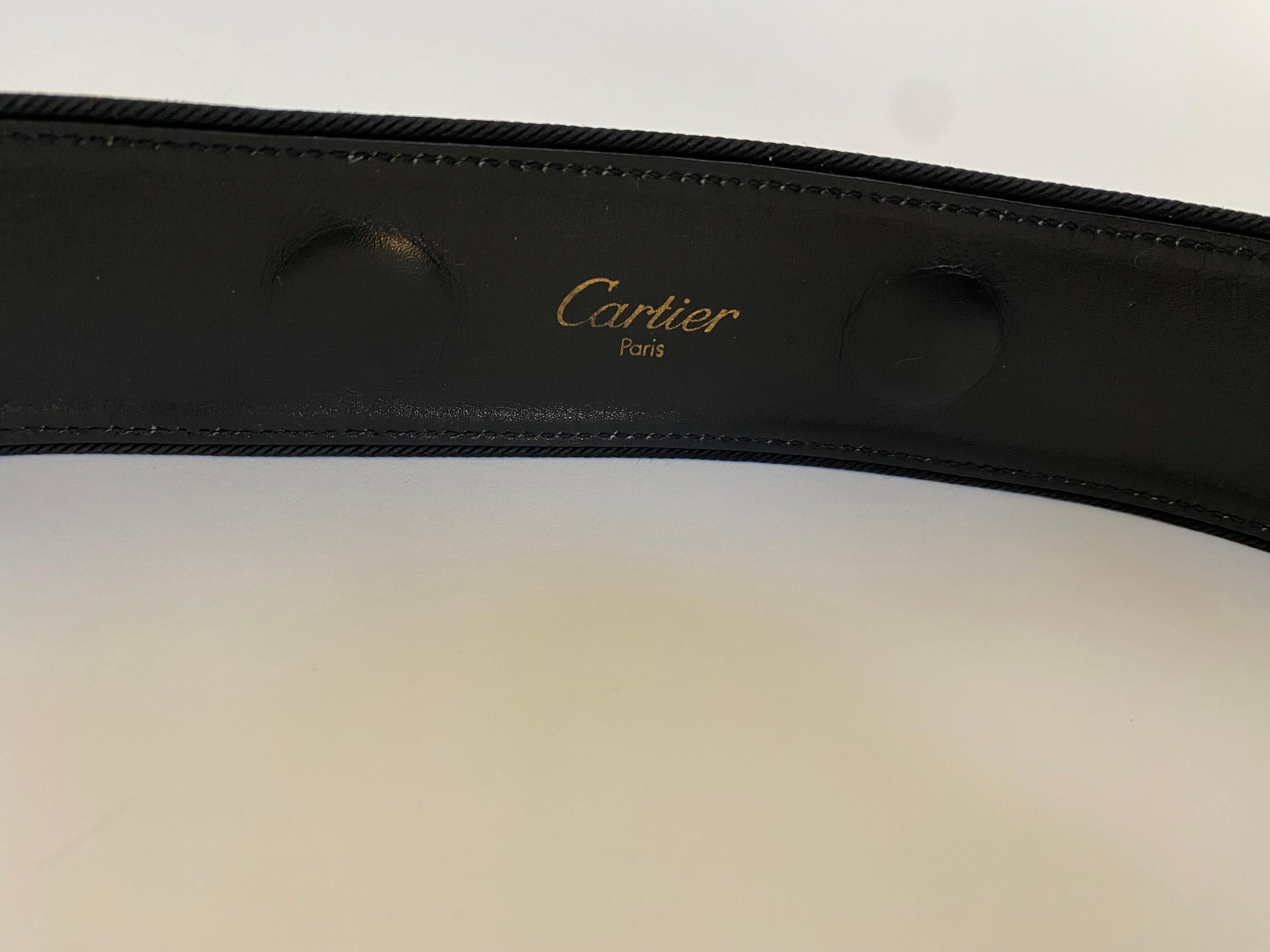Italian Cartier Gold Buckle Belt with 5 Small Golden Jaguar Buttons For Sale