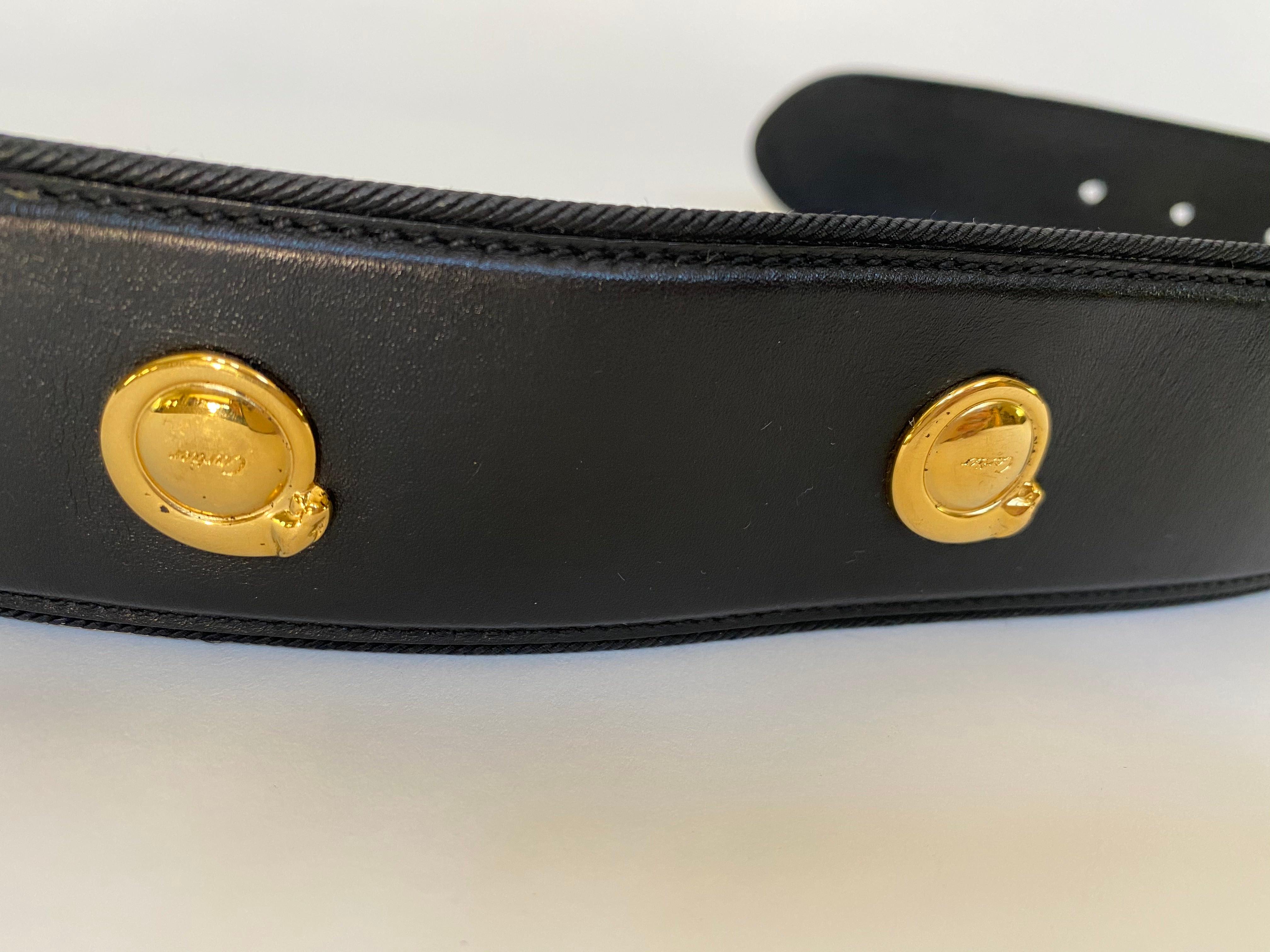 20th Century Cartier Gold Buckle Belt with 5 Small Golden Jaguar Buttons For Sale
