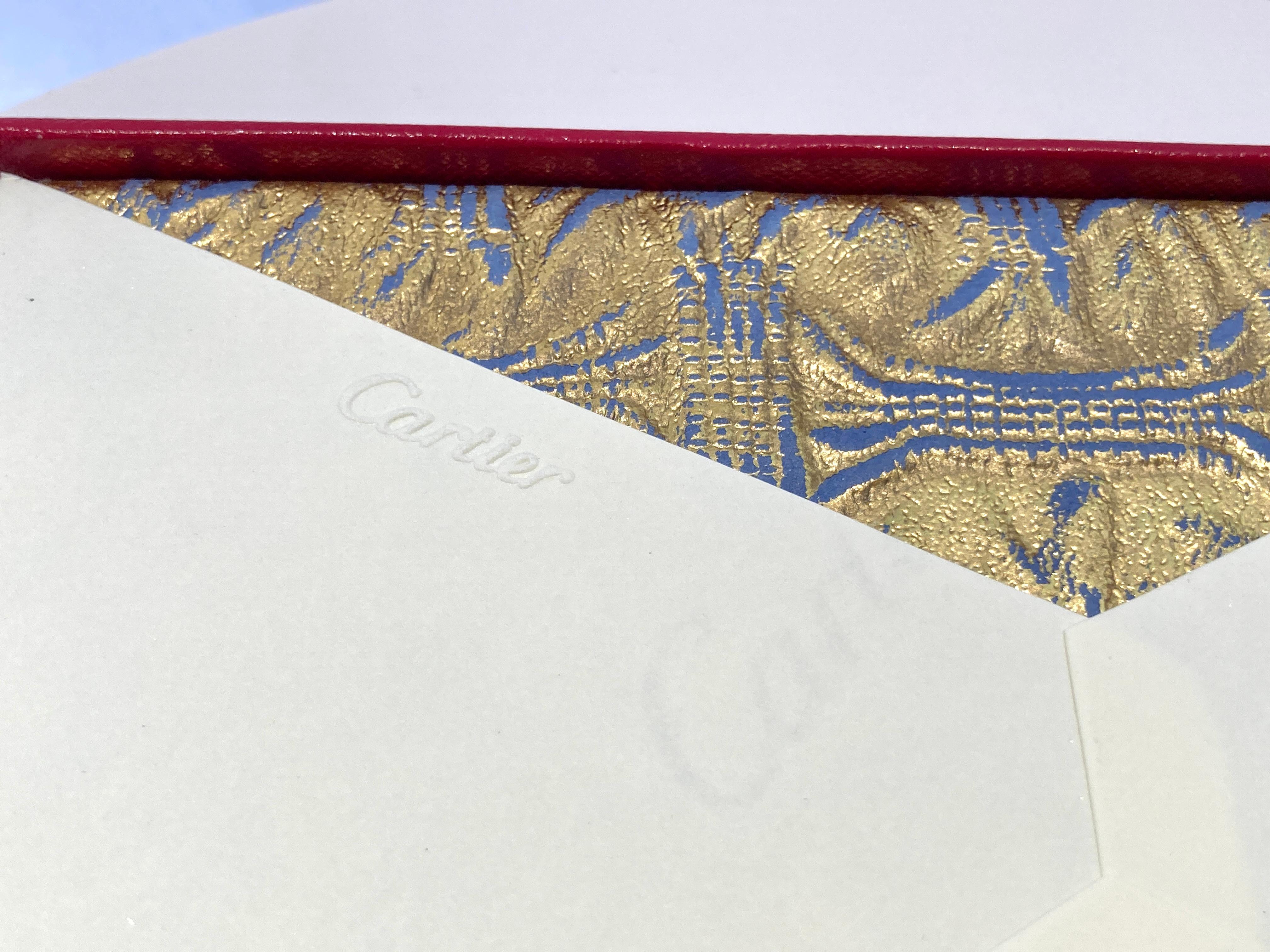Cartier Gold Buddha Amulet Luxury Desk Stationery Card and Envelope Set in Box For Sale 1