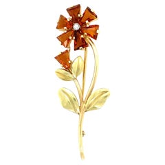Cartier Gold Citrine Flower Brooch