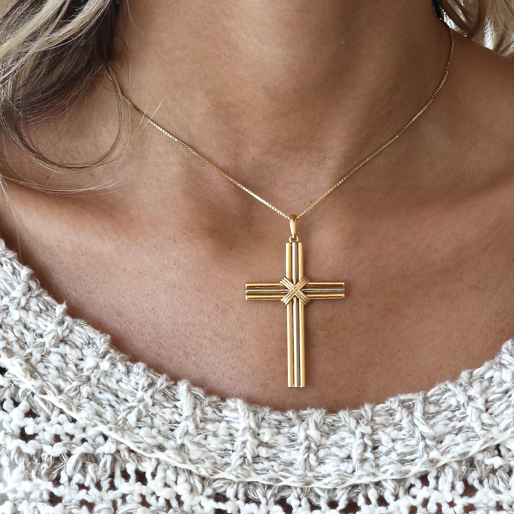 cartier gold cross necklace