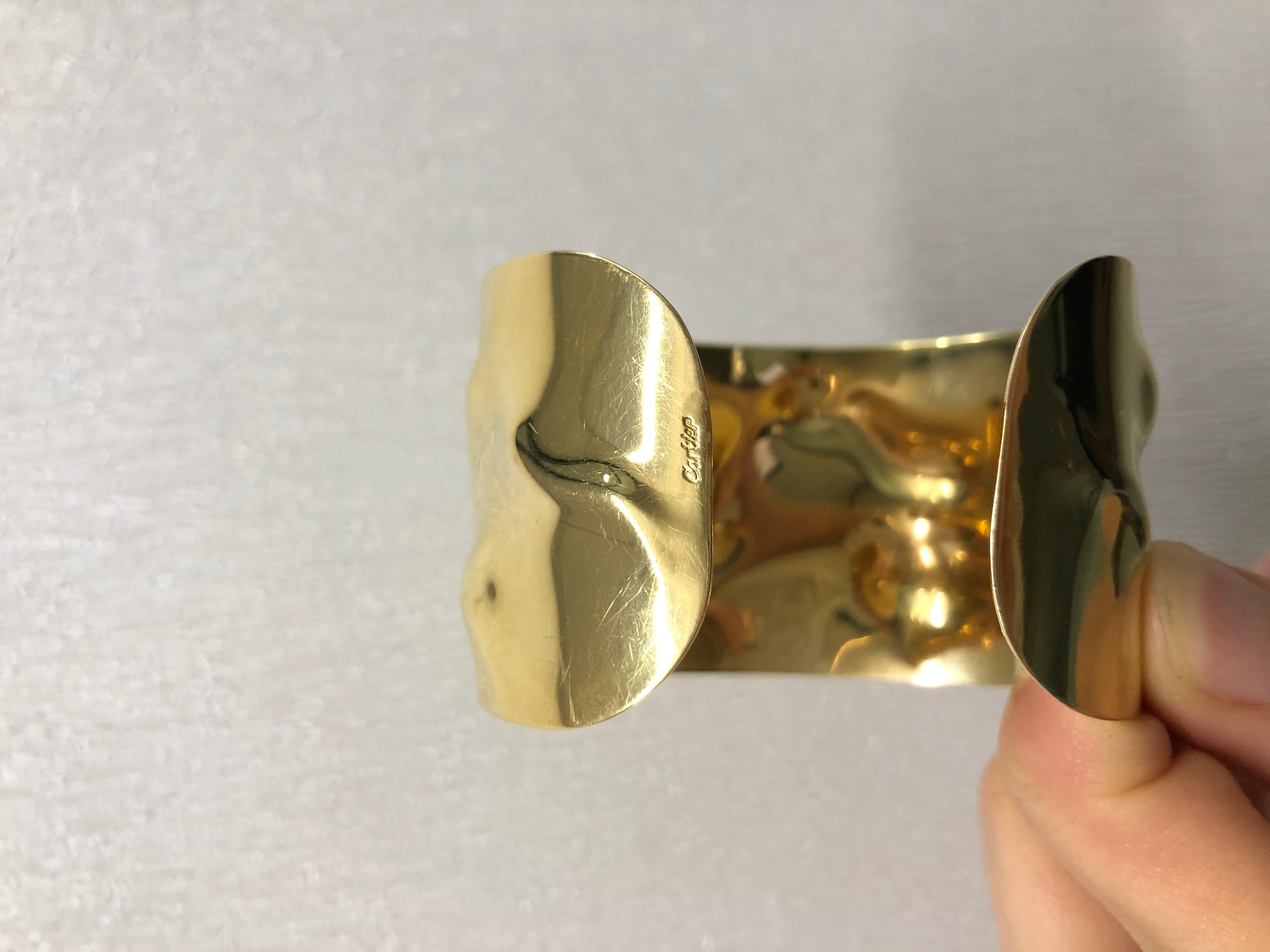 Cartier Gold Cuff Bangle Bracelet In Good Condition In New York, NY