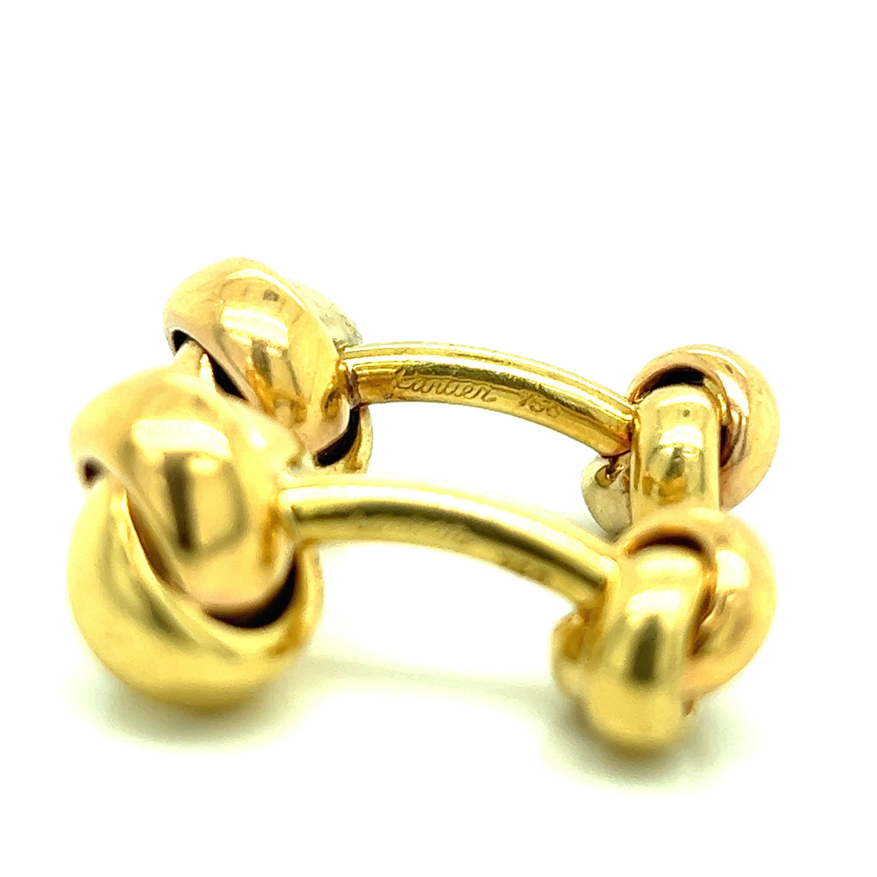 Cartier Gold Cufflinks In Excellent Condition For Sale In New York, NY