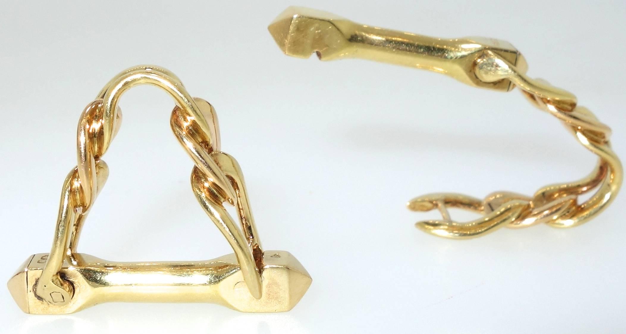 Cartier Gold Cufflinks, French, circa 1960 In Excellent Condition In Aspen, CO
