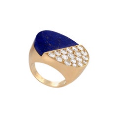 Bague cocktail Cartier en or:: diamant et lapis-lazuli