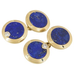 Cartier Gold, Diamond and Lapis Lazuli Cufflinks