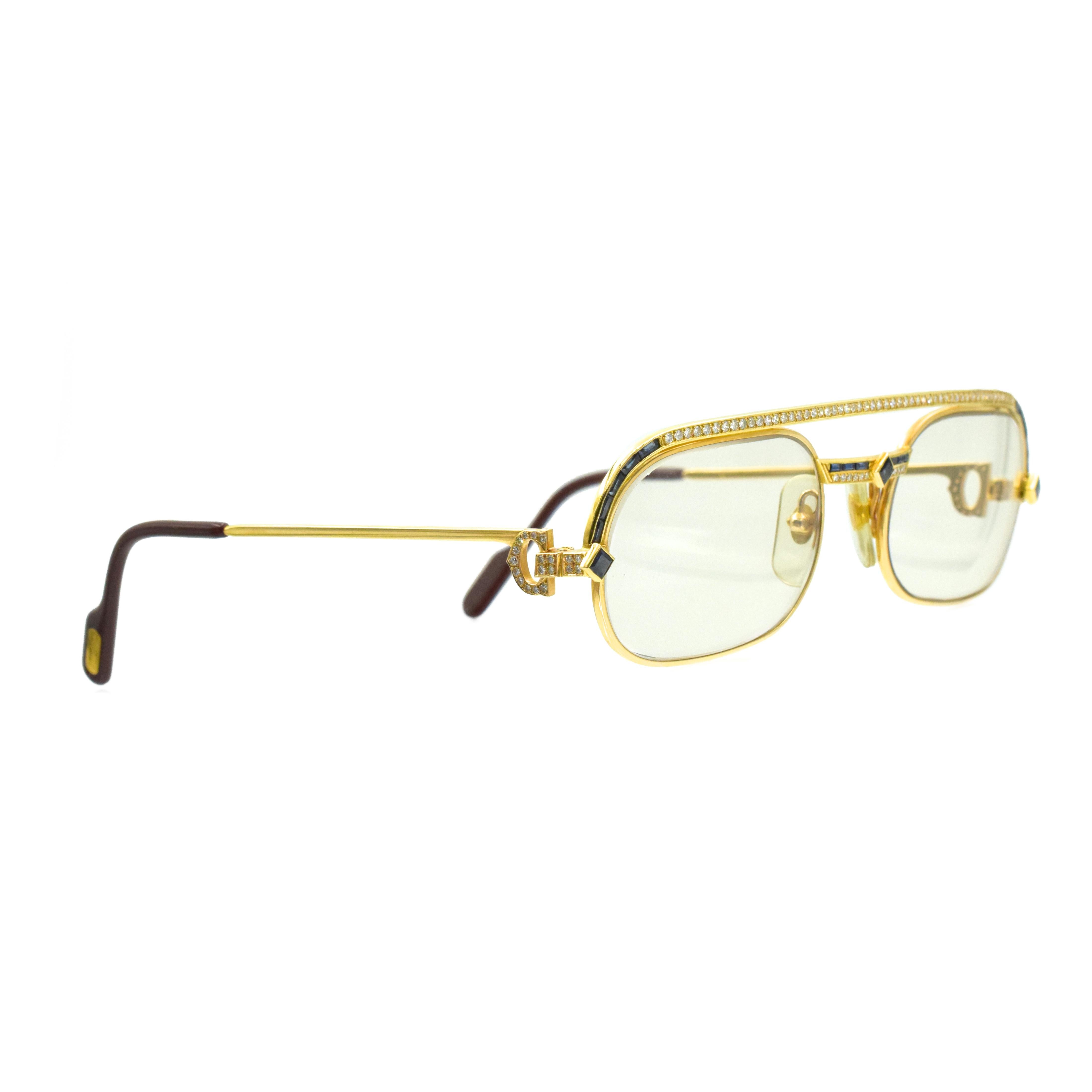 Cartier Gold, Diamond and Sapphire Eyeglasses, France 3