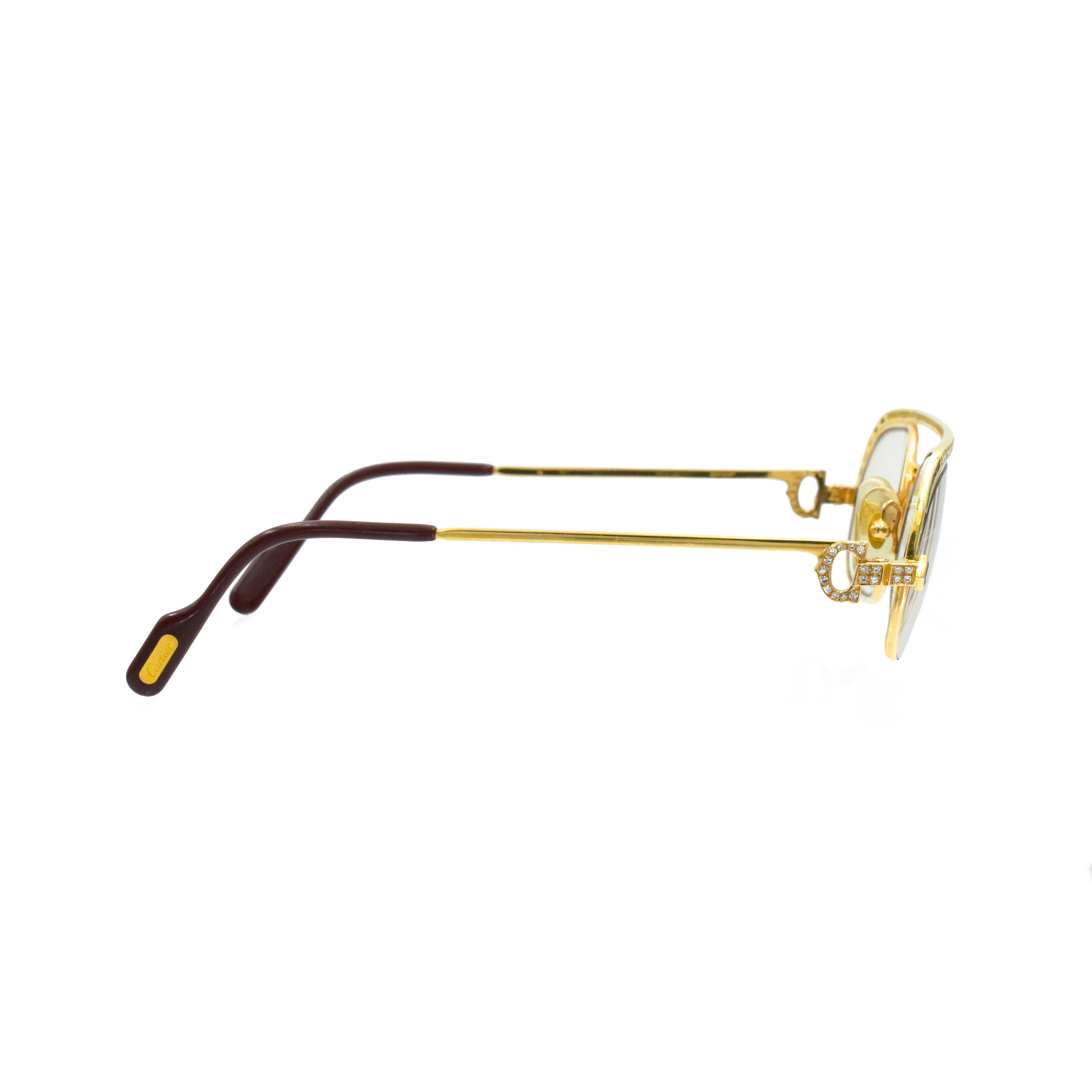 French Cut Cartier Gold, Diamond and Sapphire Eyeglasses, France