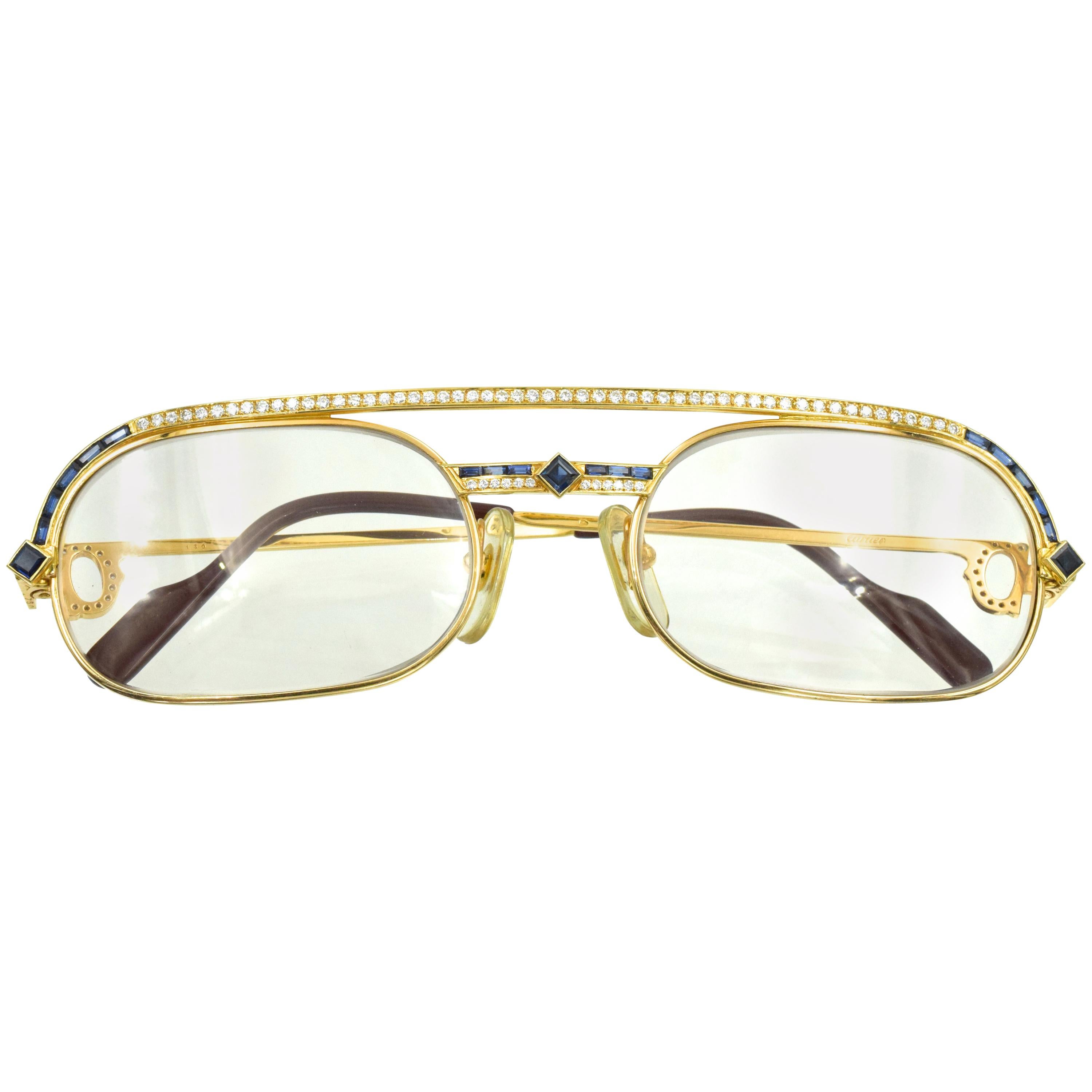 Cartier Gold, Diamond and Sapphire Eyeglasses, France