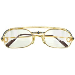 Retro Cartier Gold, Diamond and Sapphire Eyeglasses, France