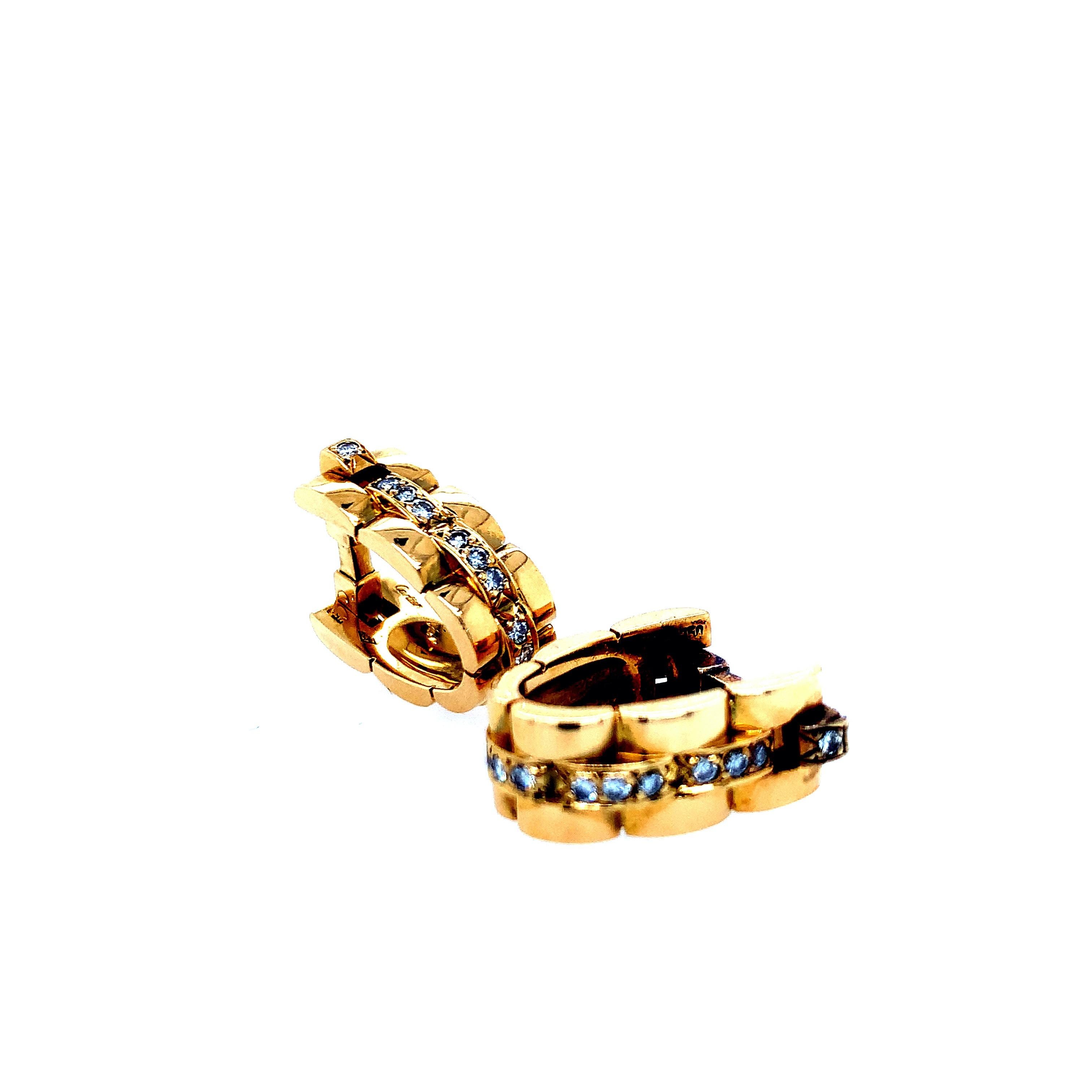 Cartier Gold Diamant Korb Manschettenknöpfe im Zustand „Hervorragend“ im Angebot in New York, NY