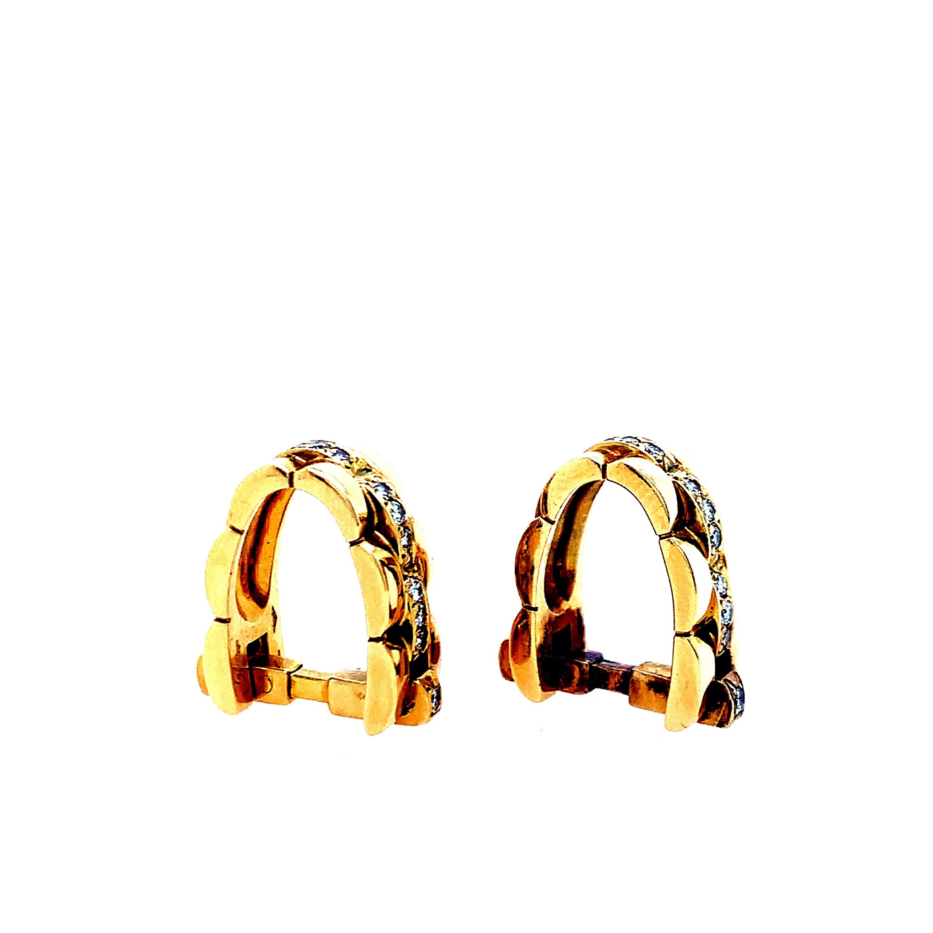 Cartier Gold Diamond Basket Cufflinks For Sale 1