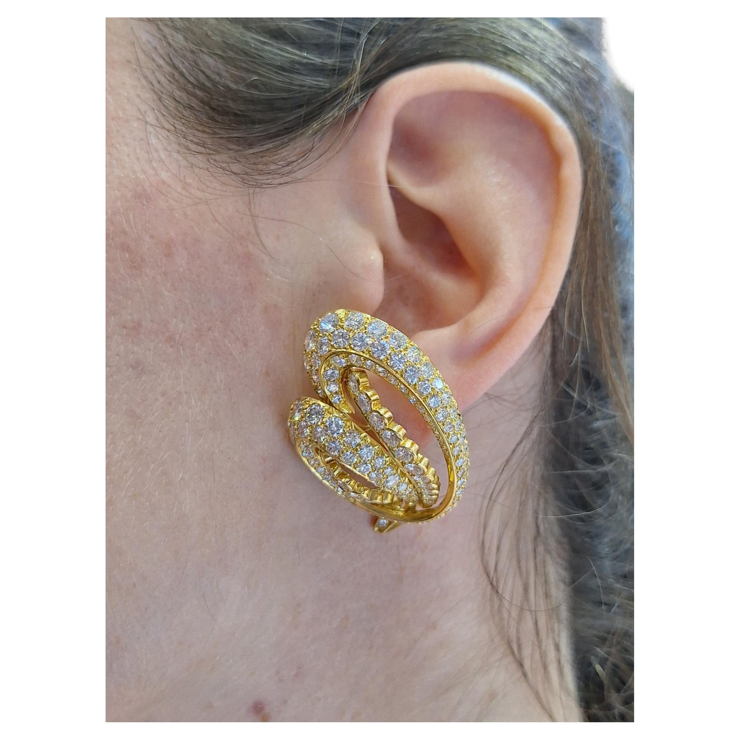 Cartier Gold & Diamond Clip Earrings For Sale