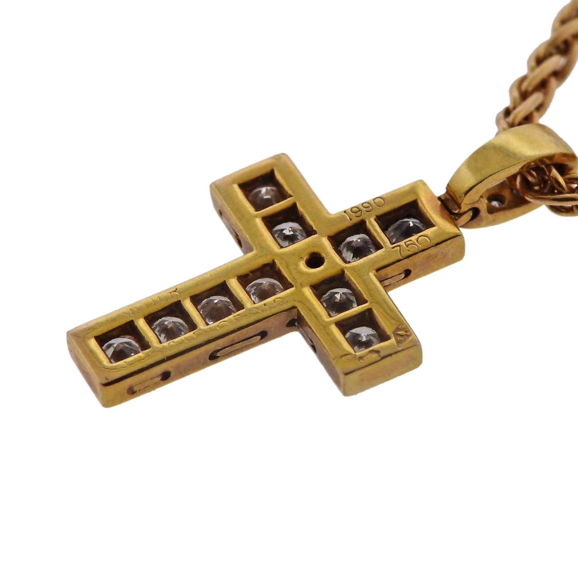 Women's Cartier Gold Diamond Cross Pendant Necklace