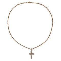 Cartier Gold Diamond Cross Pendant Necklace