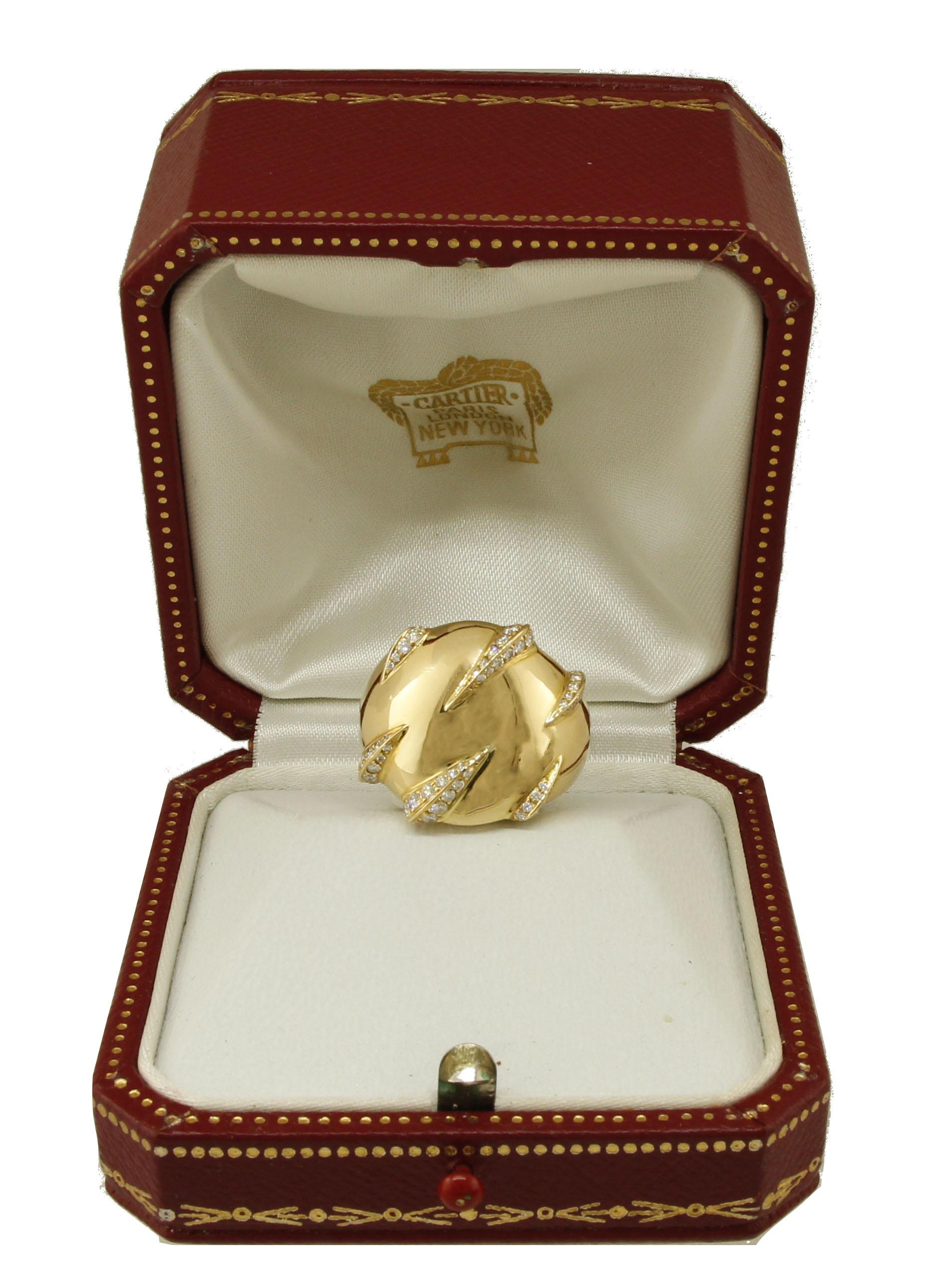 Brilliant Cut Cartier  Gold Diamond Dome Ring