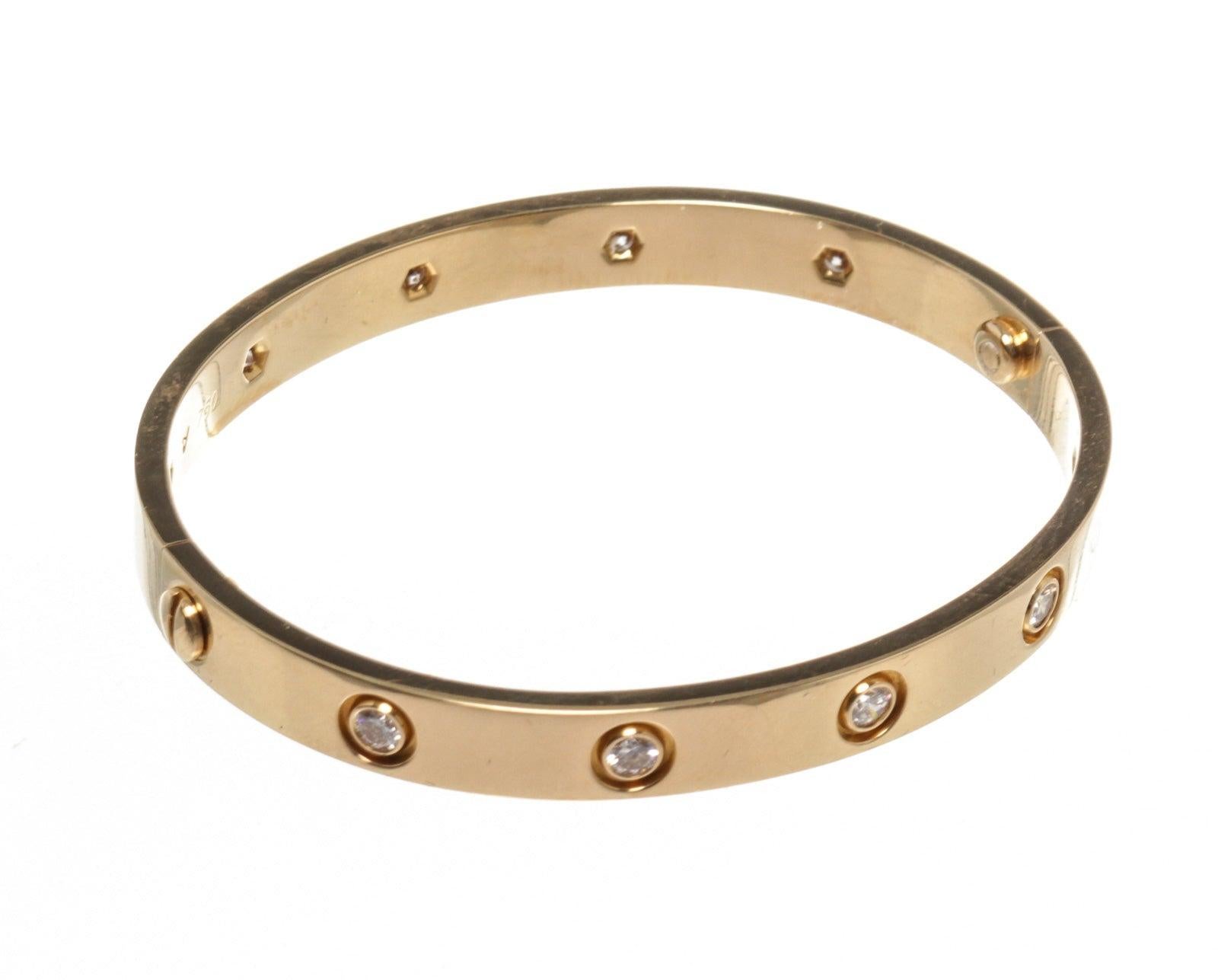 Cartier Gold Diamond Love 10 Bracelet In Good Condition In Irvine, CA