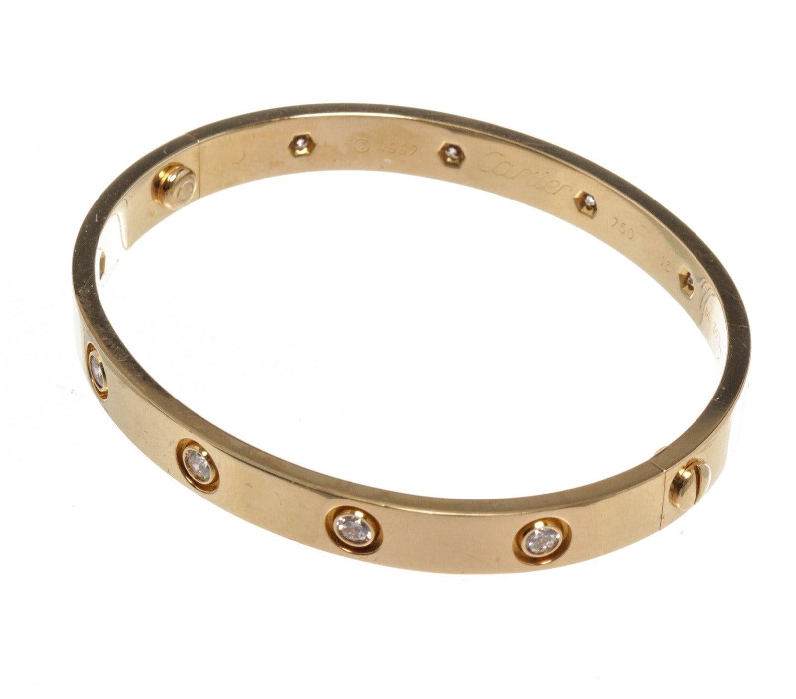 Women's Cartier Gold Diamond Love 10 Bracelet