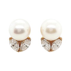 Cartier Gold Diamond Pearl Earrings