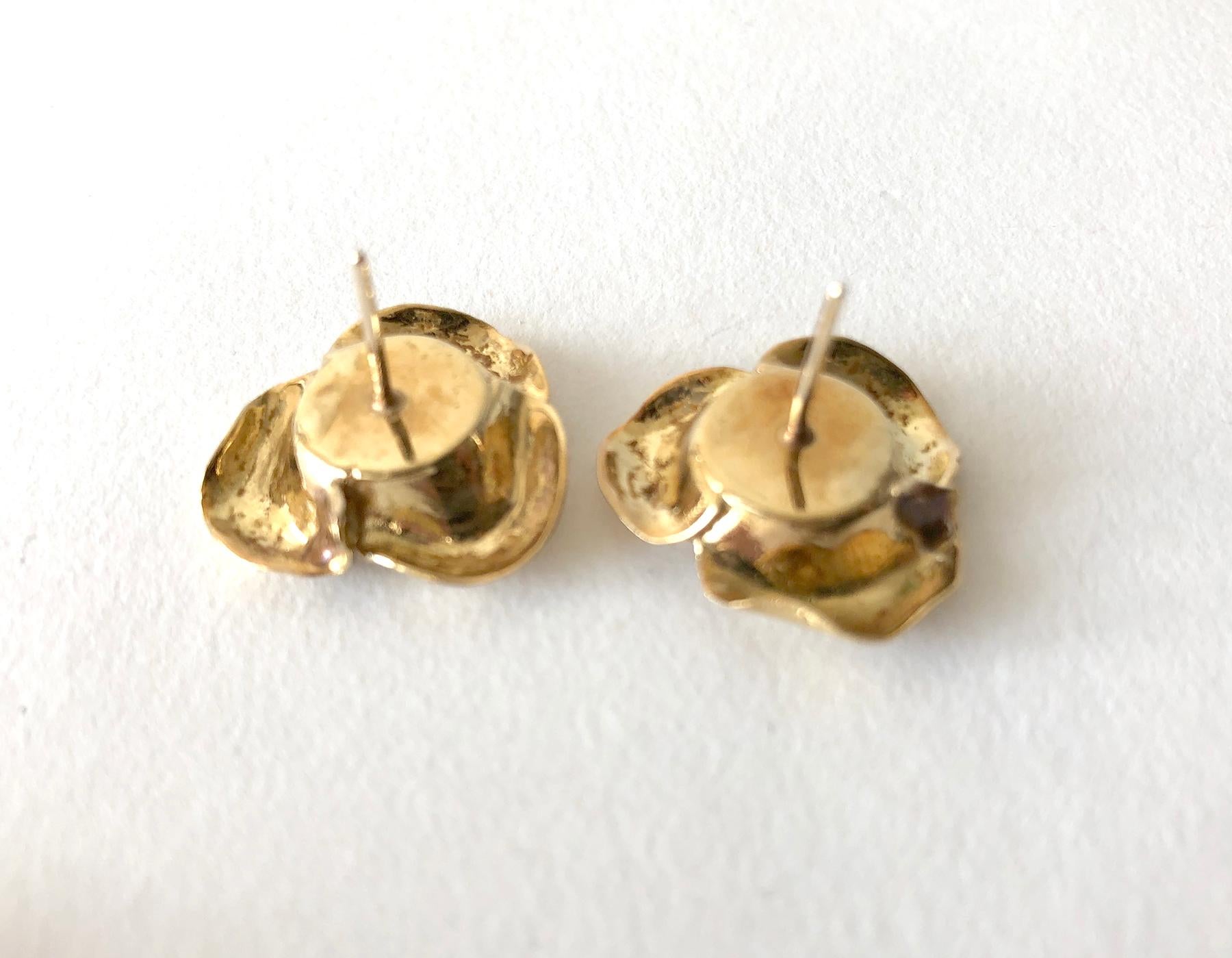 Cartier France 18K Gold Diamond Rose Flowering Brooch and Earrings Set In Good Condition For Sale In Palm Springs, CA