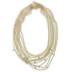 Cartier Gold "Draperie De Decolette" Diamond 18 Karat Yellow Necklace