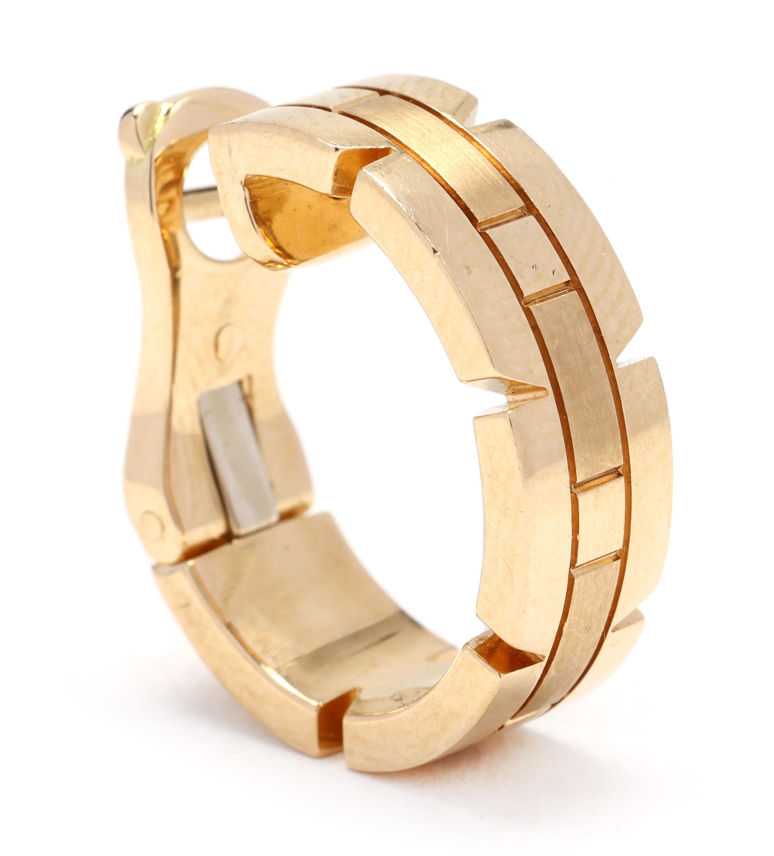 Setzen Sie ein mutiges Statement mit diesen goldenen Ohrringen von Cartier aus der legendären Maillon Panther Collection'S. Diese aus 18 Karat Gelbgold gefertigten Ohrringe zeichnen sich durch ein einzigartiges und kompliziertes Design aus, das von