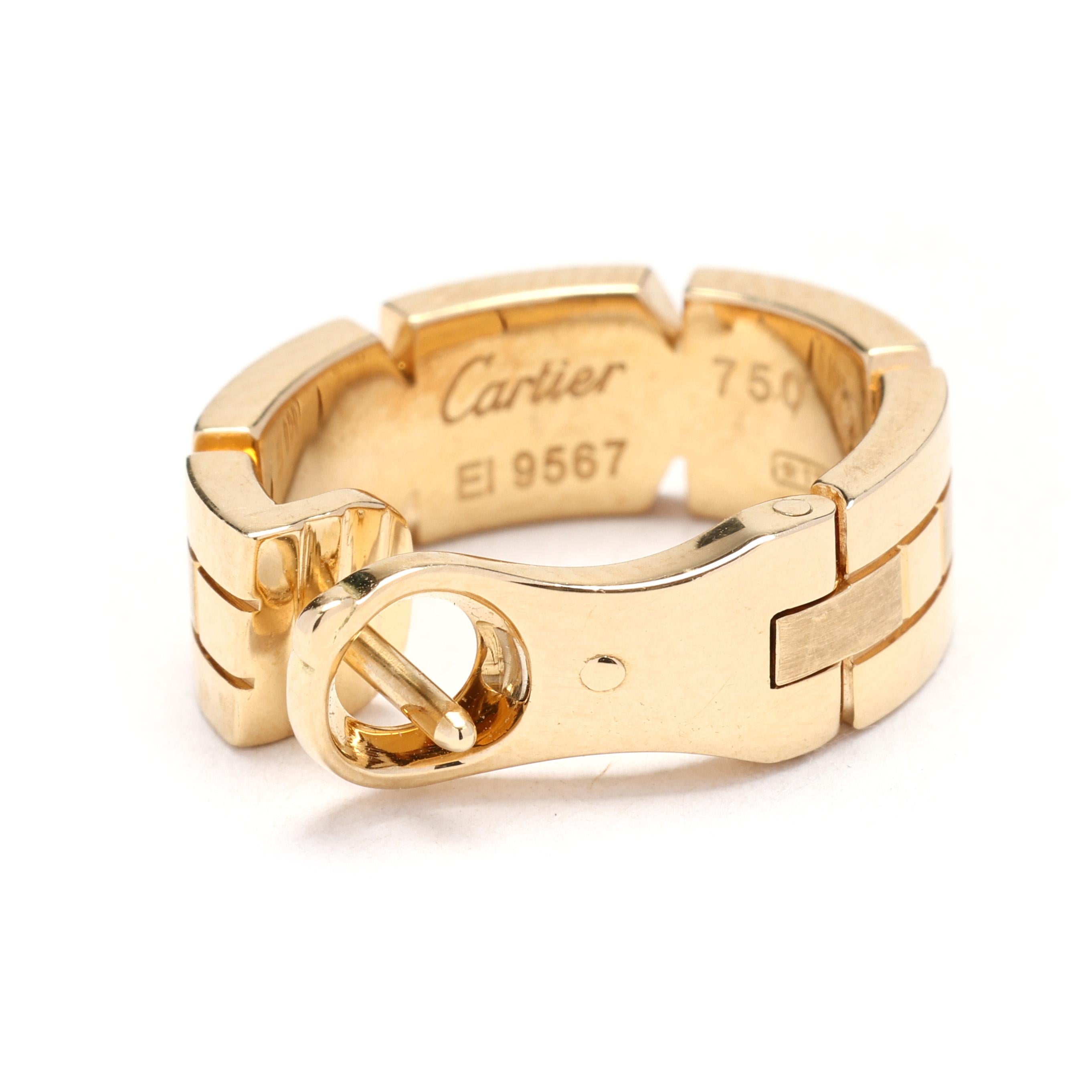 Women's or Men's Cartier Gold Hoop Earrings, 18k Yellow Gold, Maillon Panther Collection  For Sale