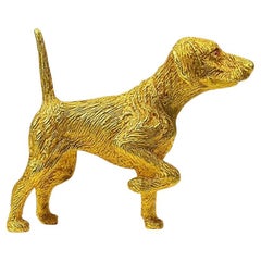 Cartier Gold-Jagdhund-Brosche mit Rubin-Augen, 1960er Jahre