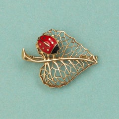Cartier Gold Leaf Brooch with a Ladybird