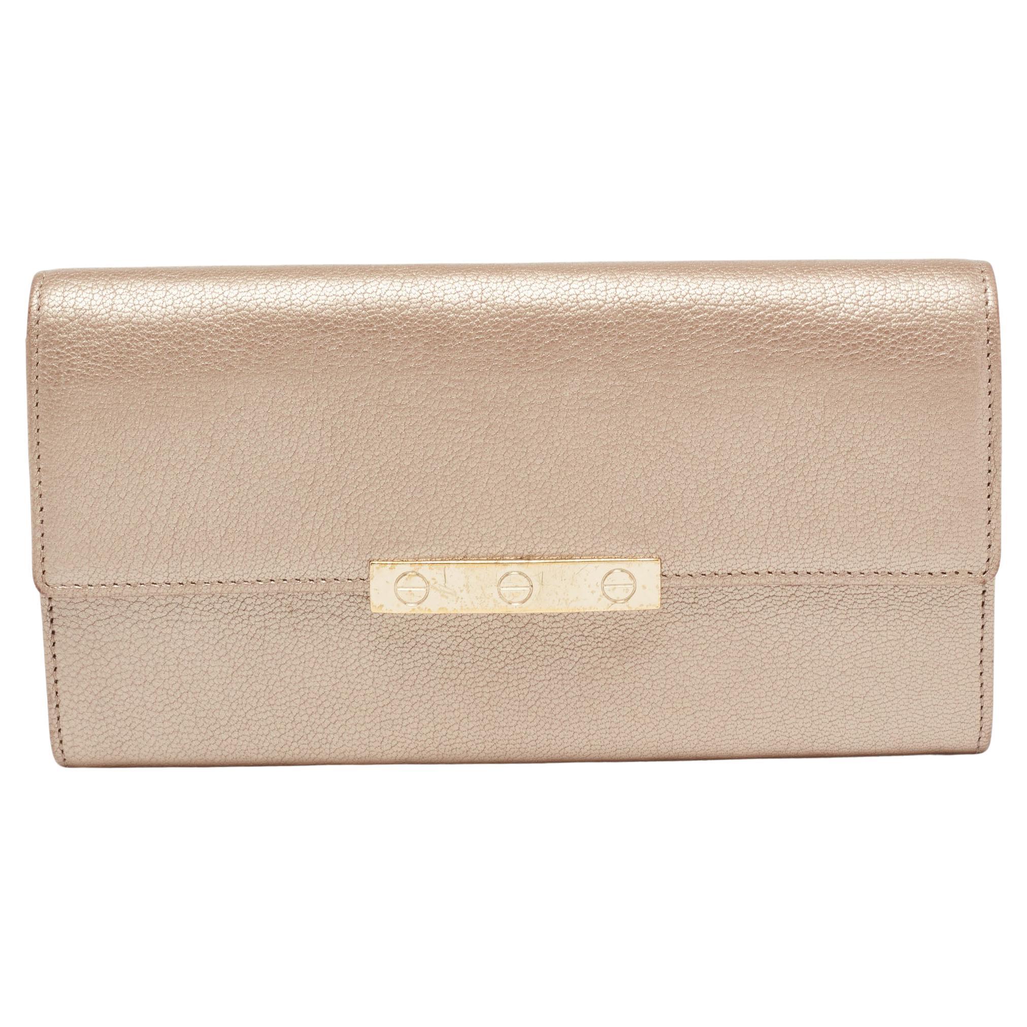 Cartier Gold Leather Love Flap Continental Wallet