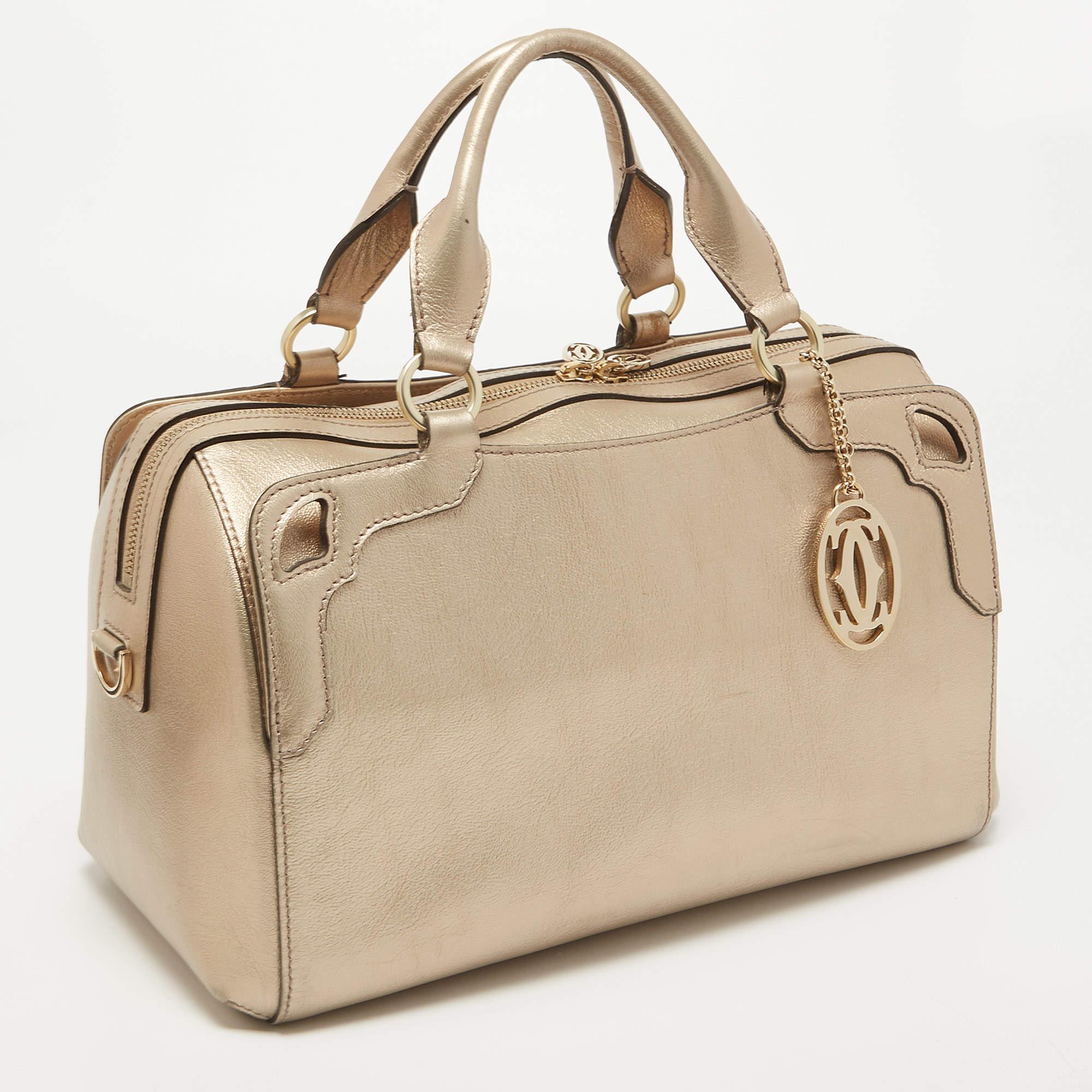 Women's Cartier Gold Leather Marcello de Cartier Boston Bag