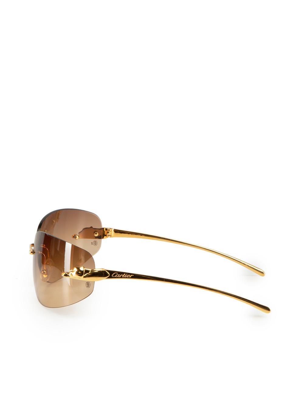 Women's Cartier Gold Leopard Rectangular Sunglasses