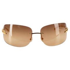 Cartier Gold Leopard Rechteckige Sonnenbrille