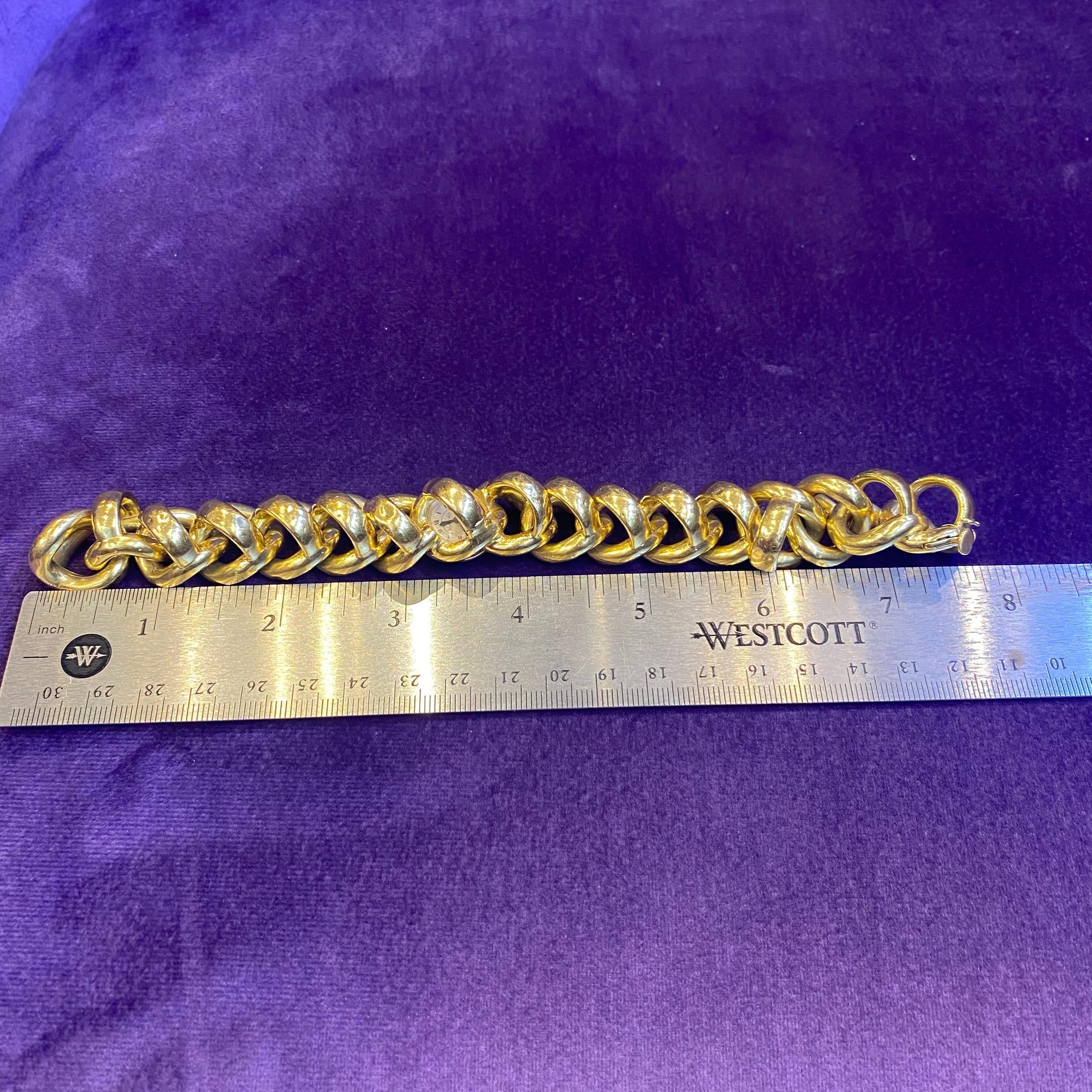 Cartier Gold Link Watch Bracelet For Sale at 1stDibs