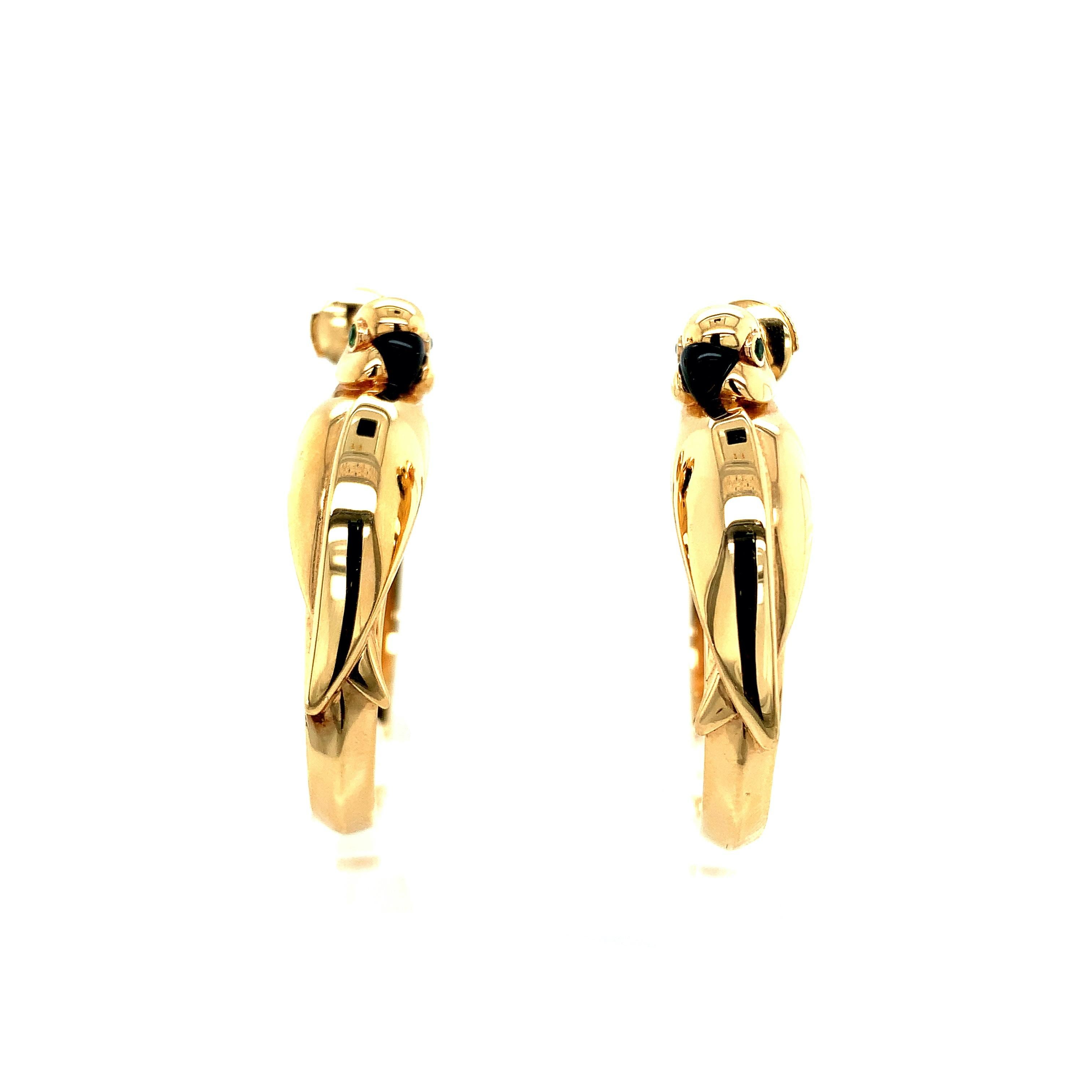Cartier 18k Gold Parrot Hoop Earrings For Sale 1