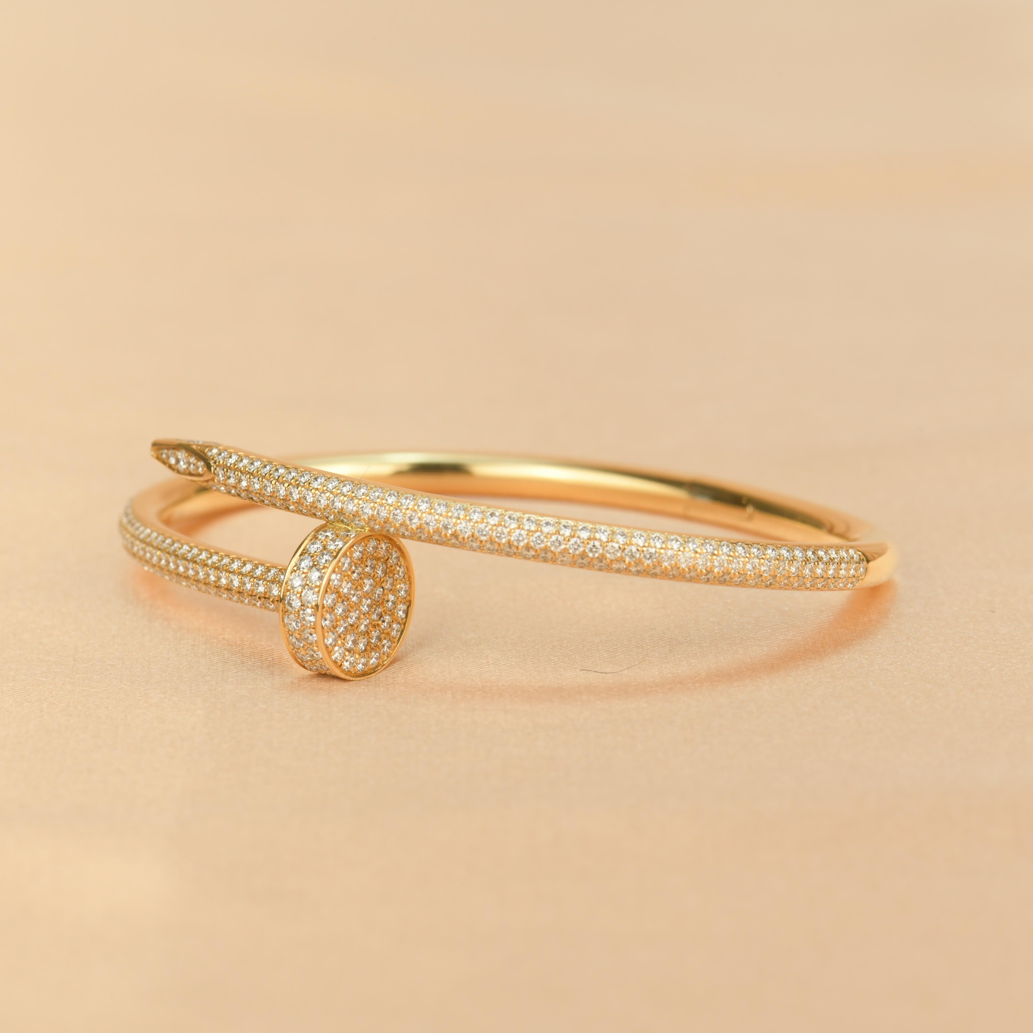 Cartier Gold Pave Diamond Juste Un Clou Bracelet Size 16 For Sale 1