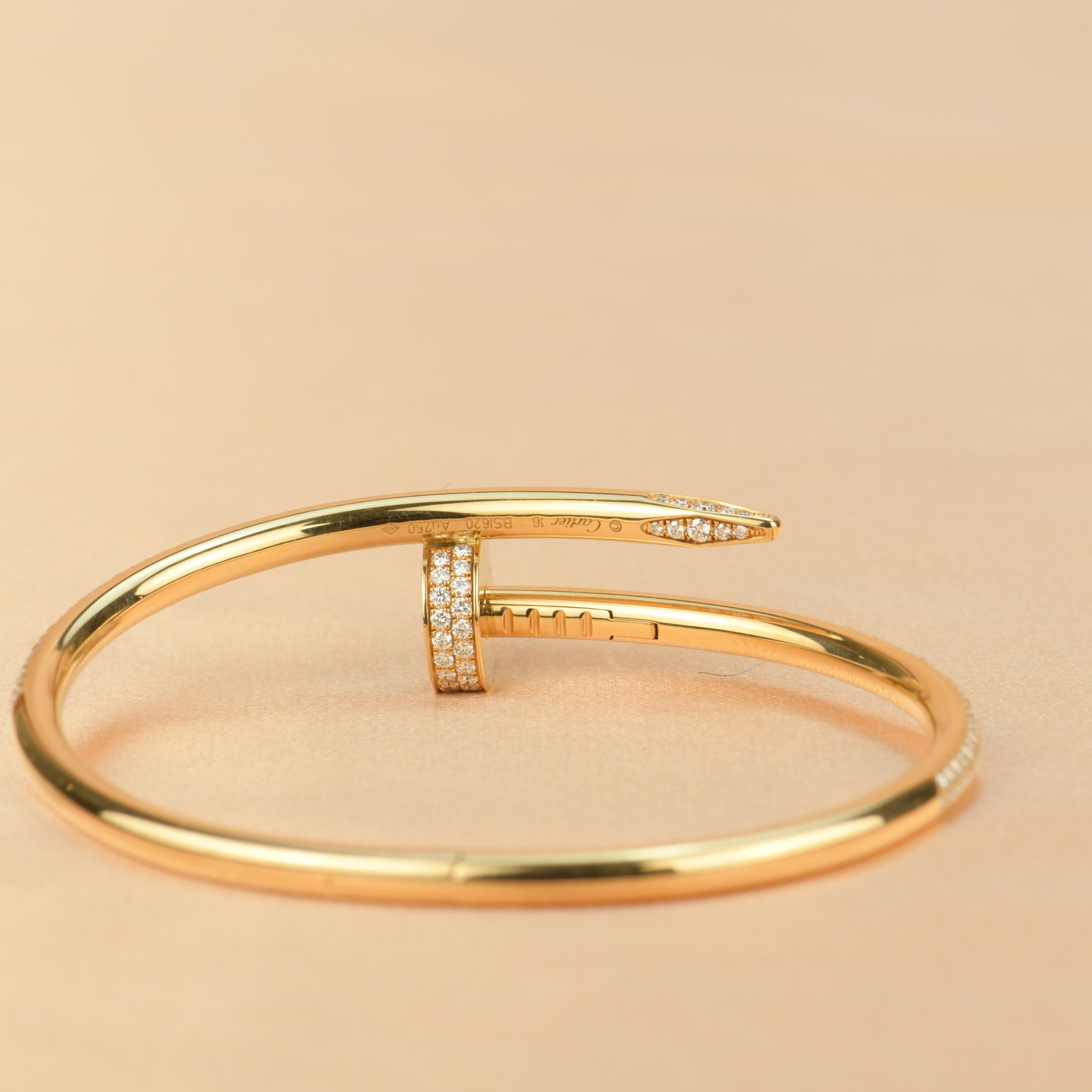 Cartier Bracelet Juste Un Clou en or pavé de diamants, taille 16 en vente 2
