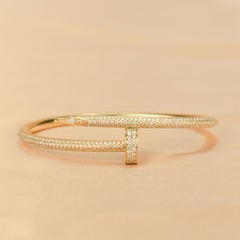 Cartier Gold Pave Diamond Juste Un Clou Bracelet Size 16