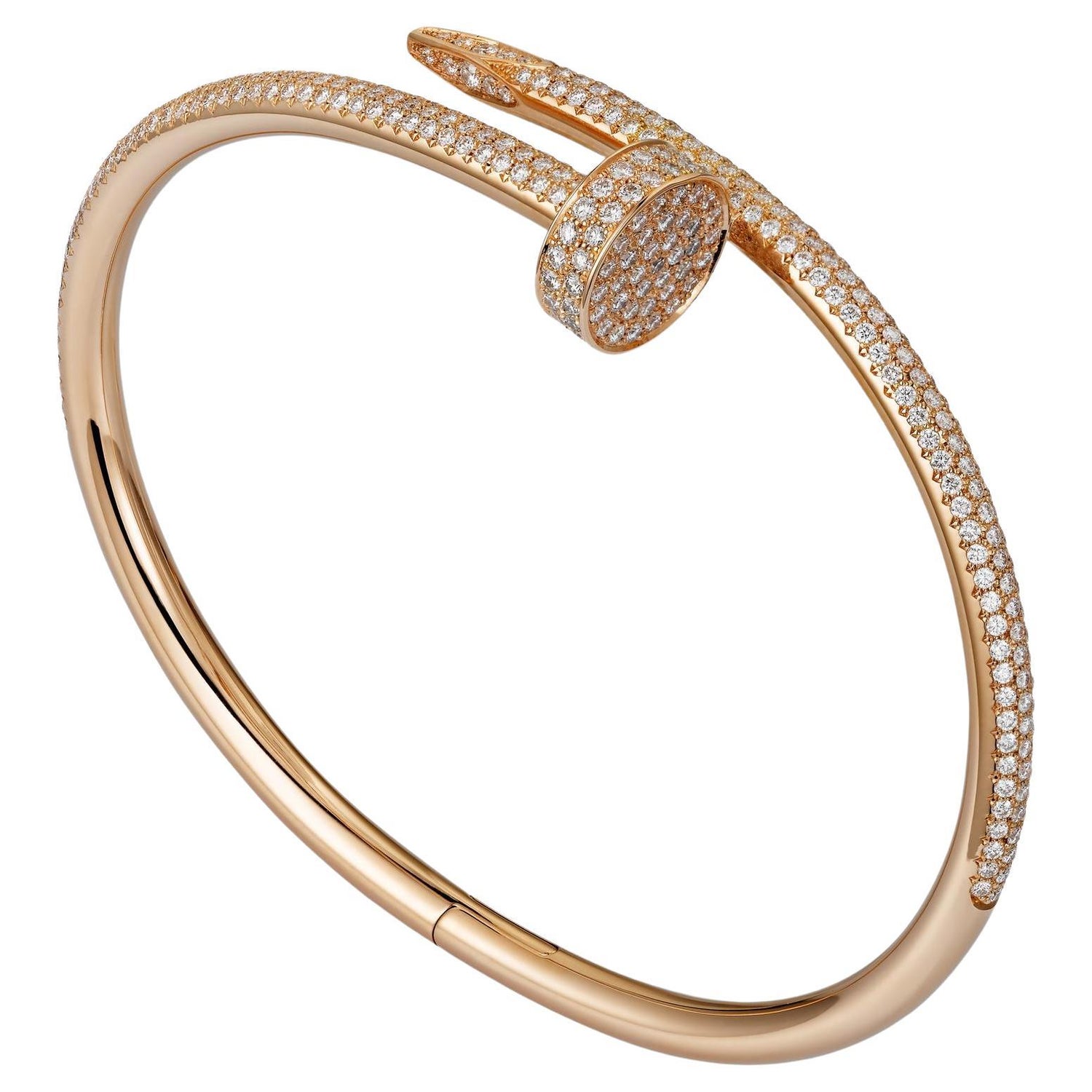 Cartier Rose Gold Full Pave Diamond Juste Un Clou Bracelet N6702117 at  1stDibs