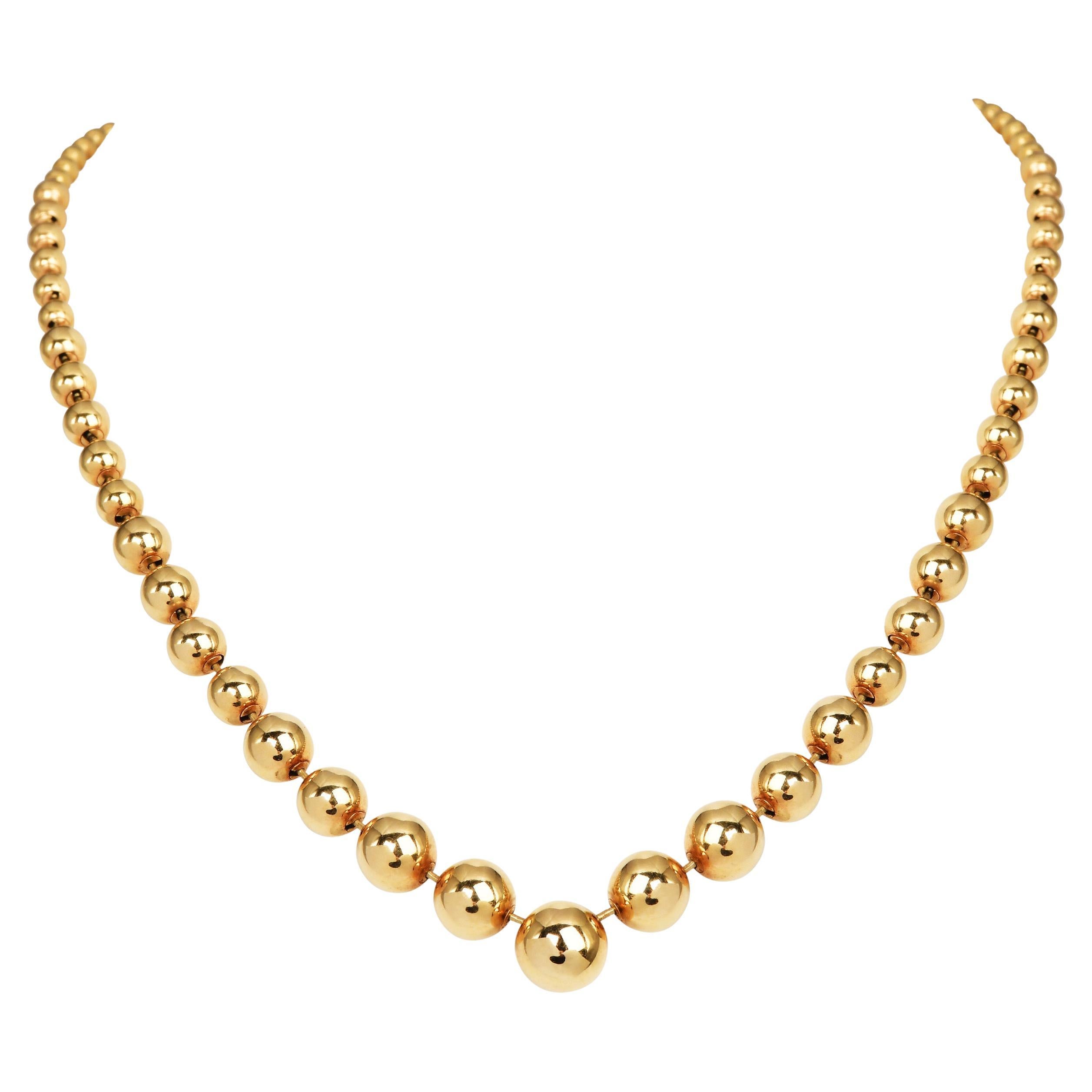 Cartier Gold Perles de Diamants 18K Yellow Gold Bead Necklace