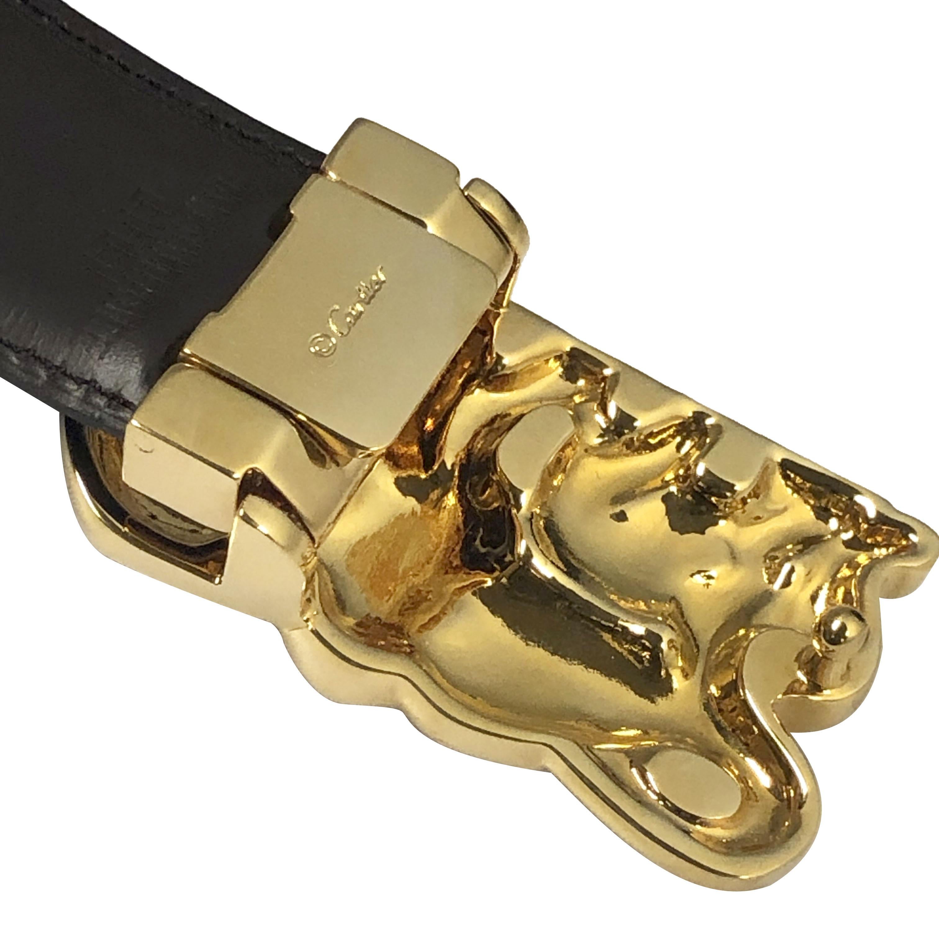 Fibbia da cintura e cintura Elefante di Cartier con placca d'oro, nuova in scatola e provvista di certificato di provenienza in vendita 1