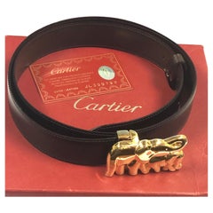 Fibbia da cintura e cintura Elefante di Cartier con placca d'oro, nuova in scatola e provvista di certificato di provenienza