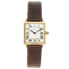 Cartier Gold Plate Tank White Dial Mechanical Wristwatch, 1970s 
