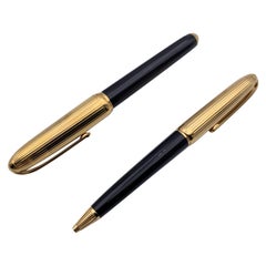 Cartier Gold Plated and Black Lacquer Louis Cartier Pen Set