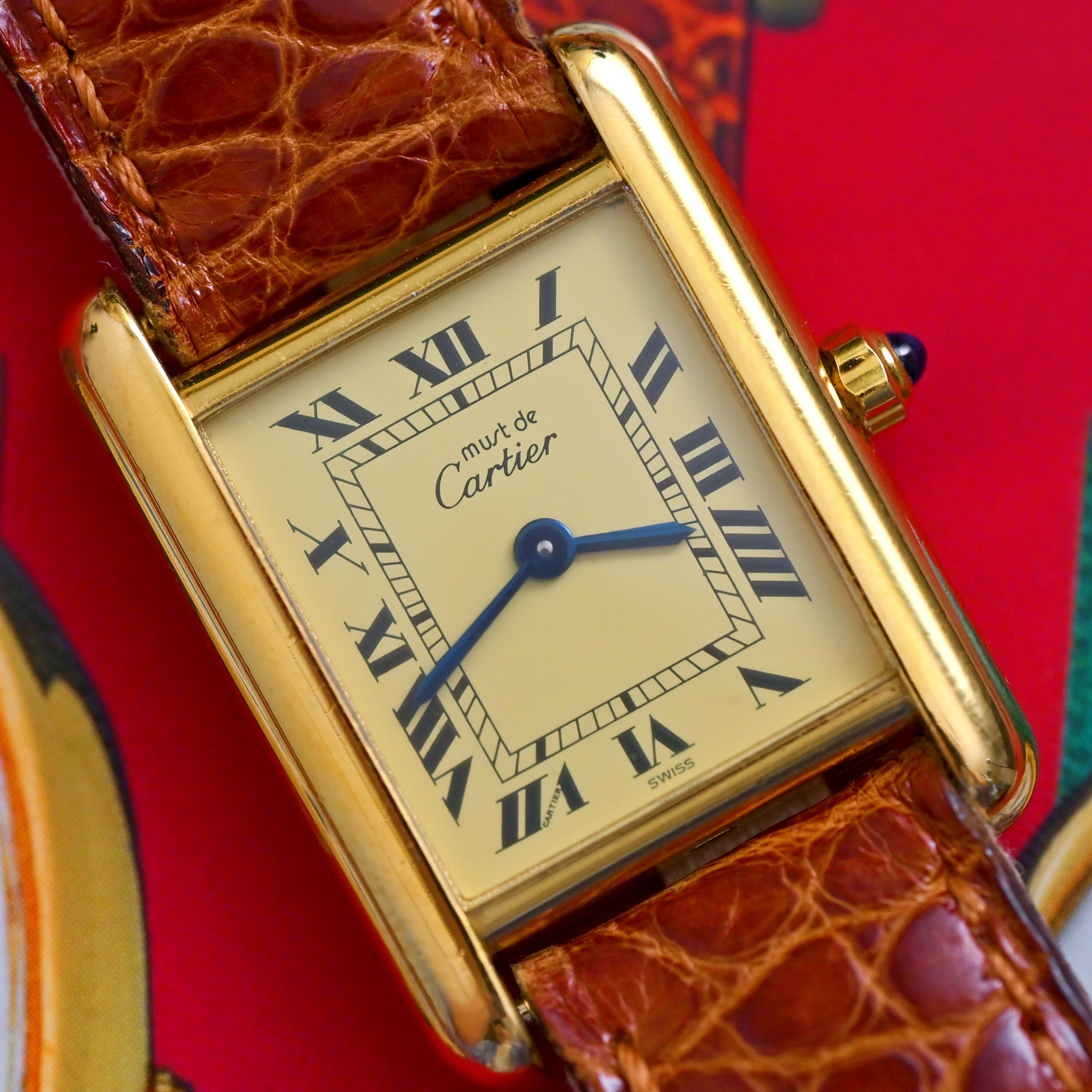 Femenino o masculino Must de Cartier chapado en oro Vermeil 5057001 Índices romanos Cuarzo, años 80 en venta