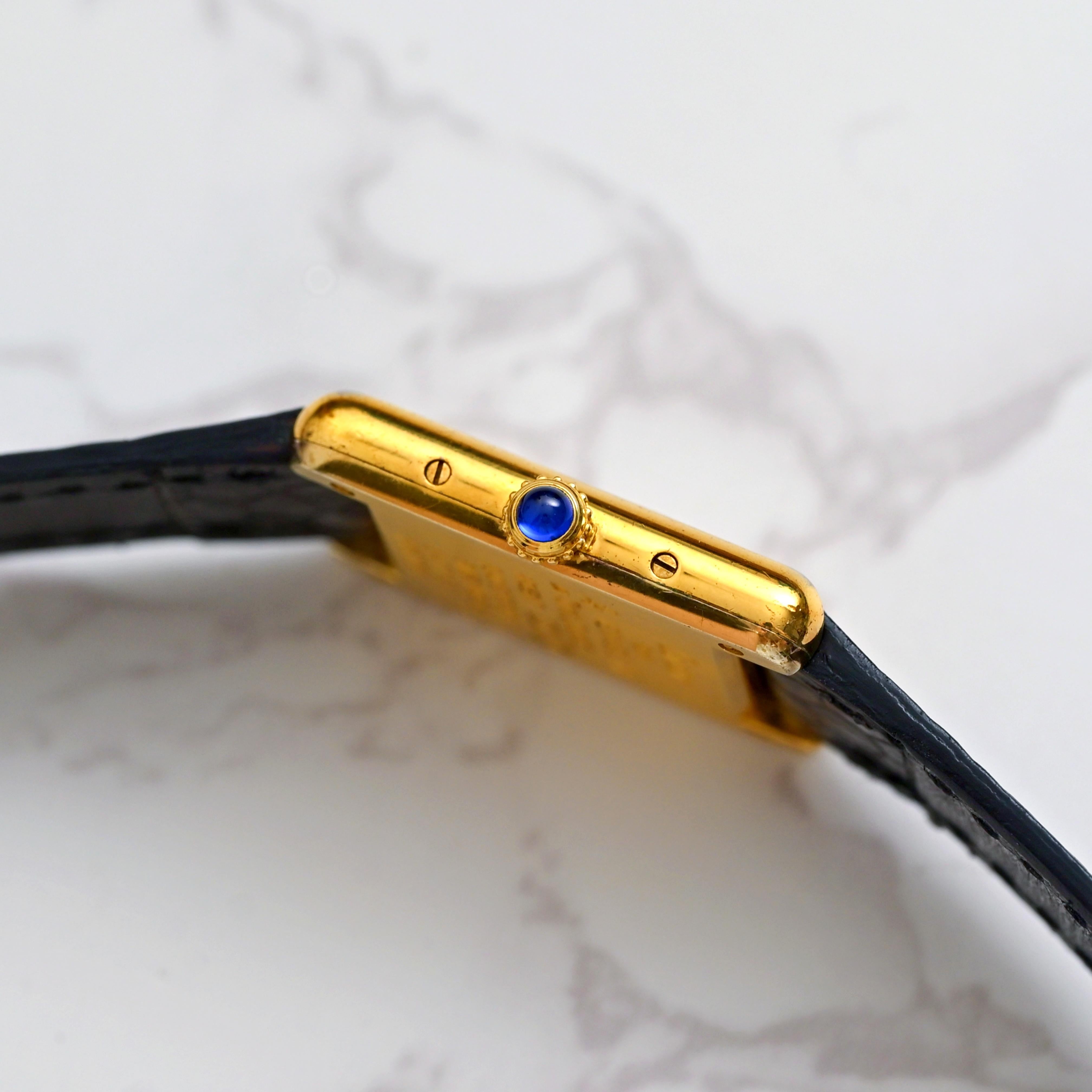 Cartier Gold Plated Must de Tank Vermeil 5057001 Roman Indexes Quartz, 1980's For Sale 1