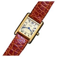 Cartier Vergoldetes Must de Tank Vermeil 5057001 römische Indexe Quarz, 1980er Jahre
