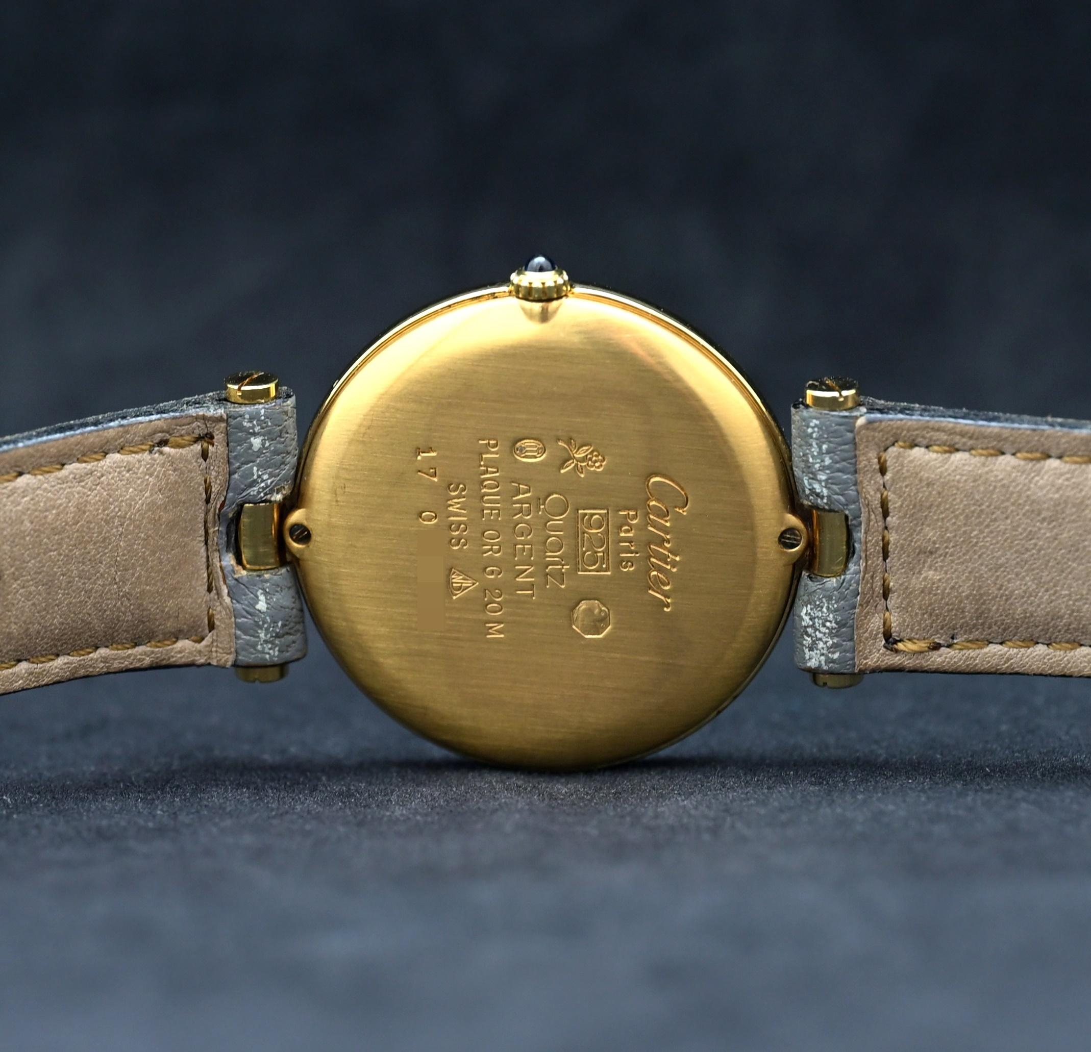 Cartier Gold Plated Must de Vermeil Brown Dial Quartz w/Service Paper, 1980-90's For Sale 1