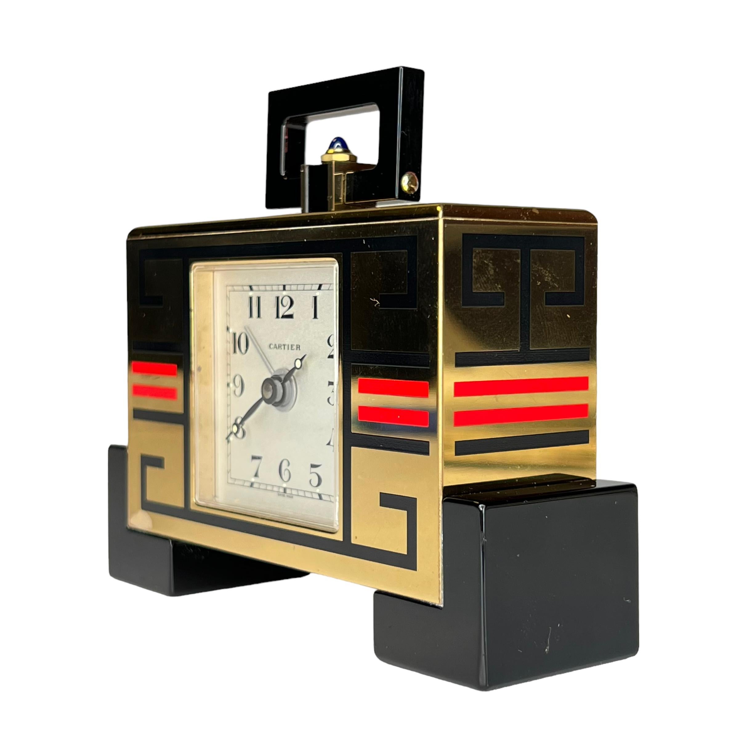 Cartier Gold-Plated Travel Clock in Art Deco Style, circa 1990 In Good Condition In New York, NY